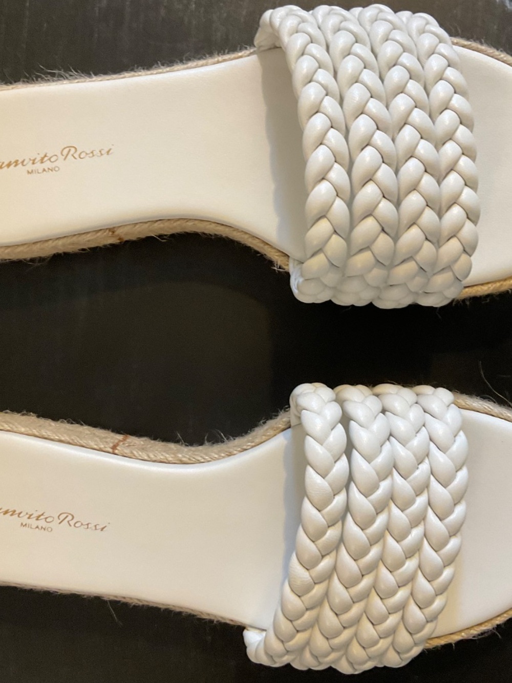 Gianvito Rossi White Leather Espadrille Slides - Picture 2 of 6